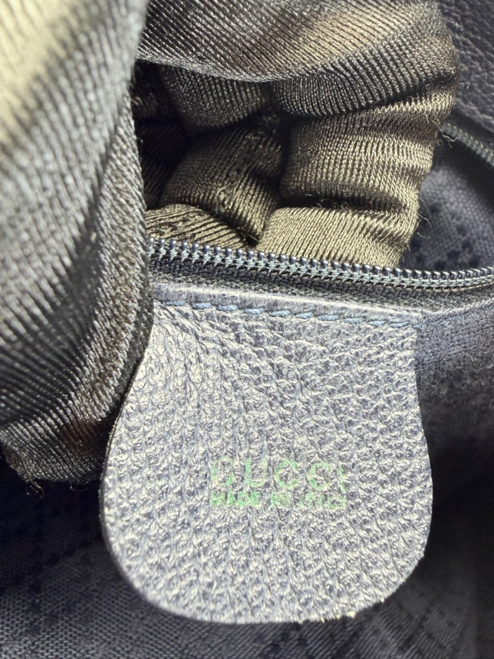 Gucci Navy Suede Bamboo Vintage Drawstring Backpack - Picture 14 of 15